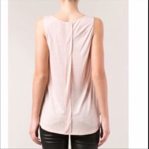 VINCE Pink Silk Scoop Neck Pleat Accent Tank Top Size S Contrast Back